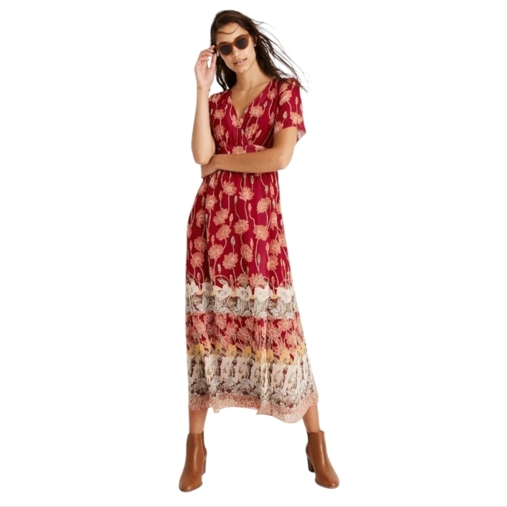 Madewell Tulip Sleeve "Tall Sunflower" Maxi Dress Size‎ 2
